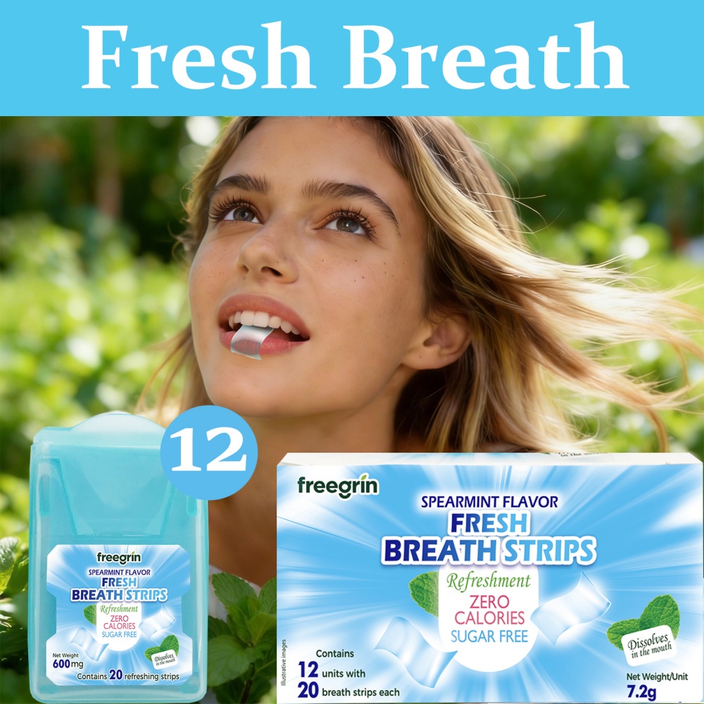 Teeth Whitening Fast - FREEGRIN Spearmint Gearomatiseerde Mondstrips, Draagbare Strips,