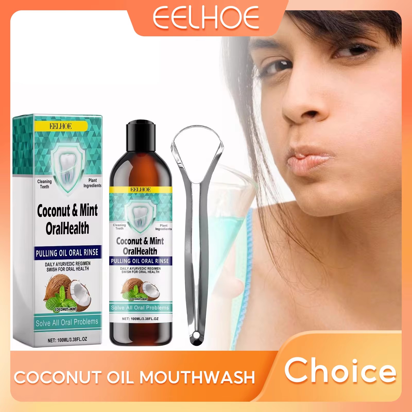 Coconut Oil Pull - EELHOE Mint Kokosolie Trekken Mondwater Tanden